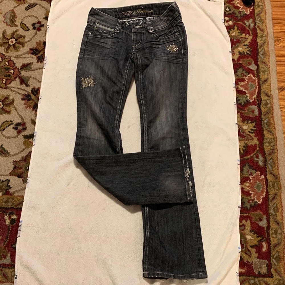 GUESS Women's Dark Gray Daredevil Boot Cut Jeans Size 23